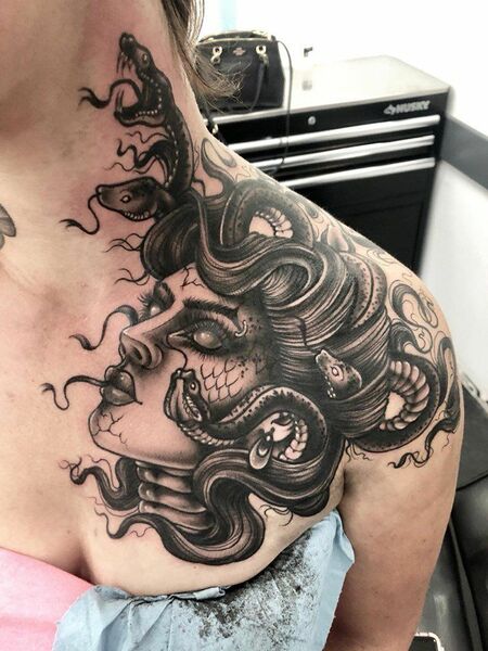 Medusa Chest Tattoo