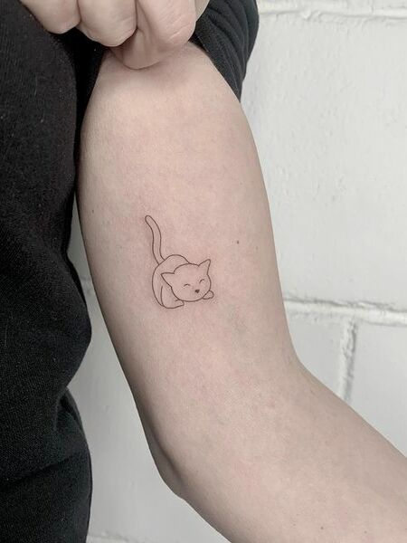 Minimalist Cat Tattoo