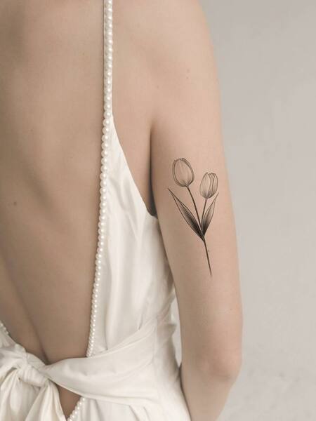 Minimalist Tulip Tattoo