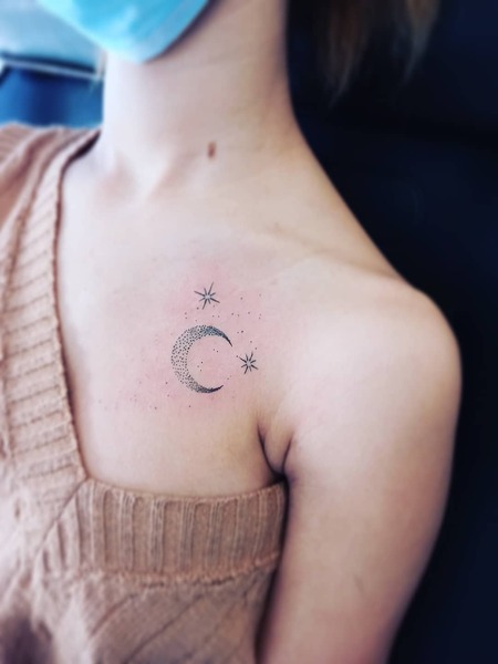 Moon And Stars Tattoo