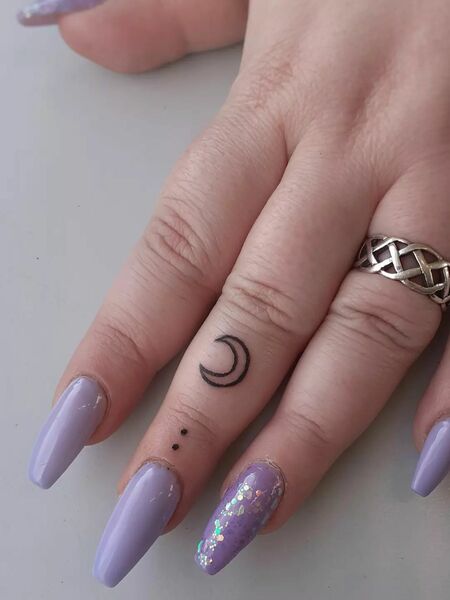 Moon Finger Tattoo