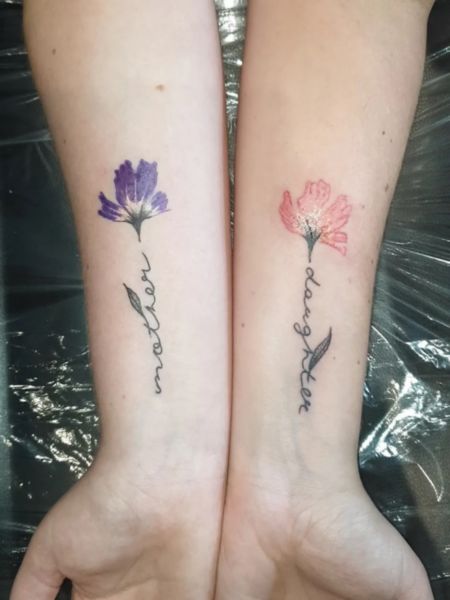 Mother Daughter Flower Tattoo