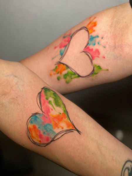Mother Daughter Watercolor Tattoo