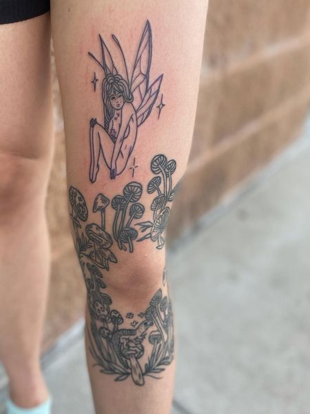 Mushroom Knee Tattoo