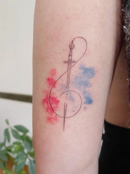 Music Note Sword Tattoo