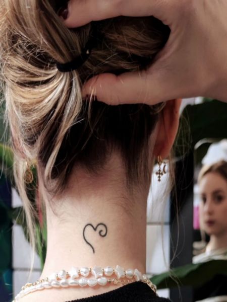 Neck Heart Tattoo