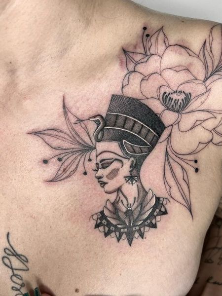 Nefertiti Chest Tattoo