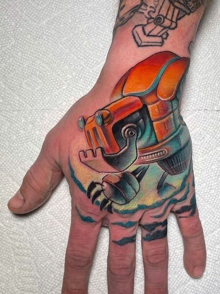 New School Hand Tattoo