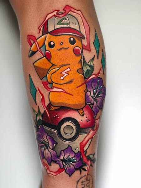 New School Pikachu Tattoo