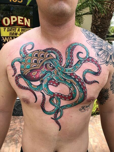 Octopus Chest Tattoo