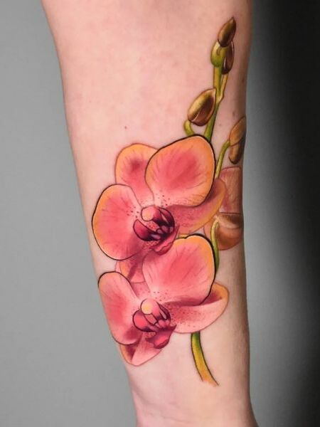 Orange Orchid Tattoo