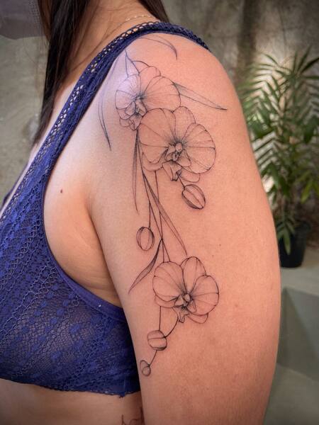 Orchid Shoulder Tattoo