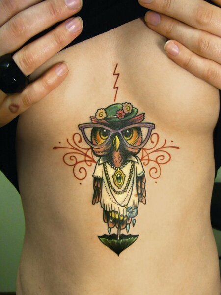 Owl Chest Tattoo