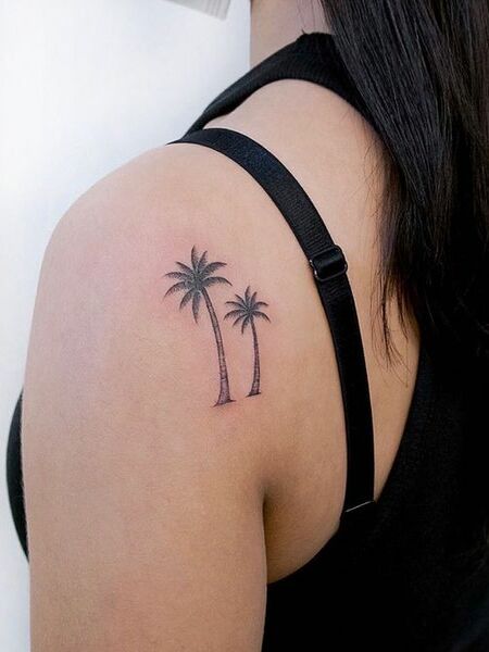 Palm Tree Shoulder Tattoo