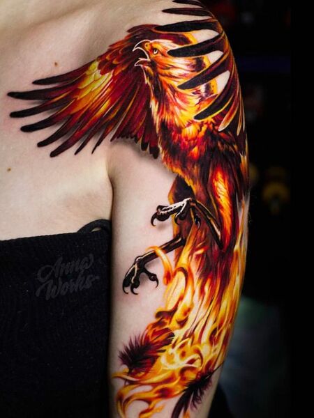 Phoenix on Fire Tattoo