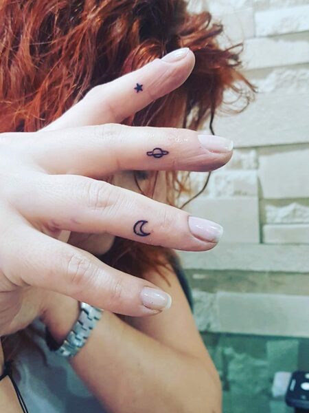 Planet Finger Tattoo