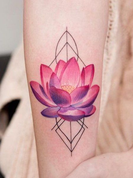 Realistic Lotus Flower Tattoo