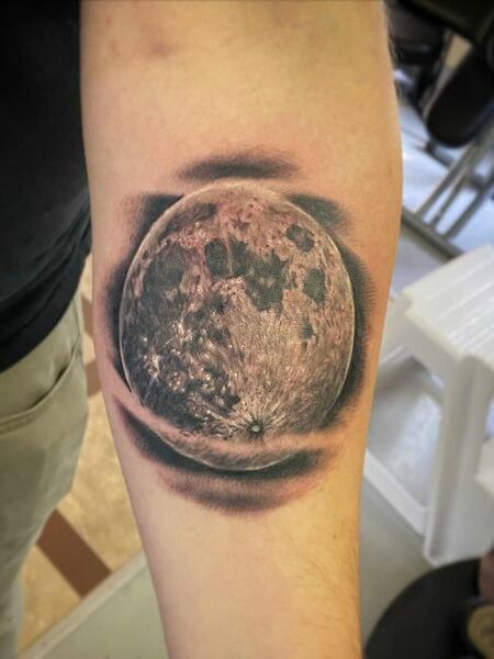 Realistic Moon Tattoo