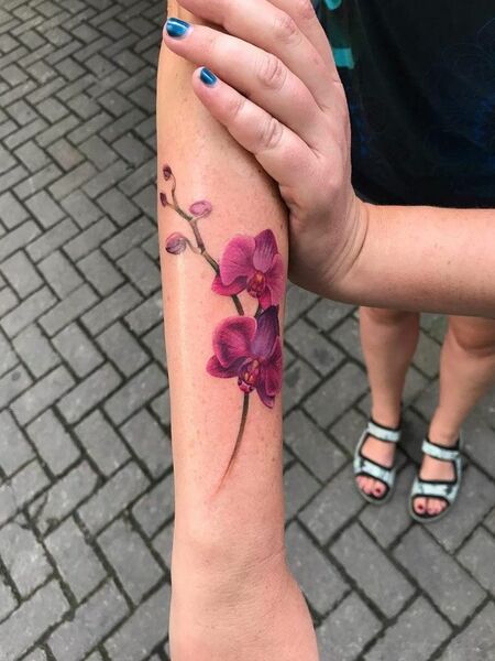 Realistic Orchid Tattoo