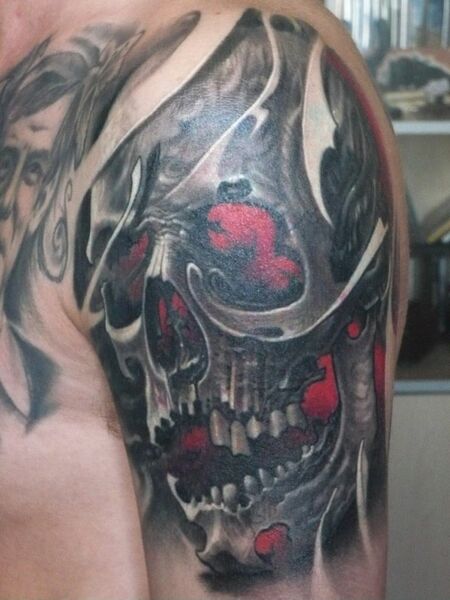 Red Eye Skull Tattoo