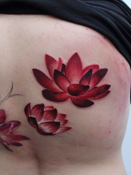 Red Lotus Flower Tattoo