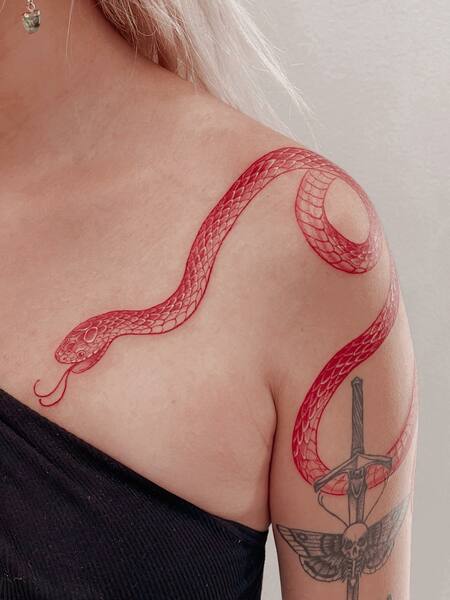 Red Shoulder Tattoo