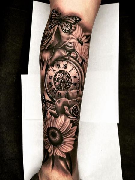 Roman Numeral Clock Tattoo