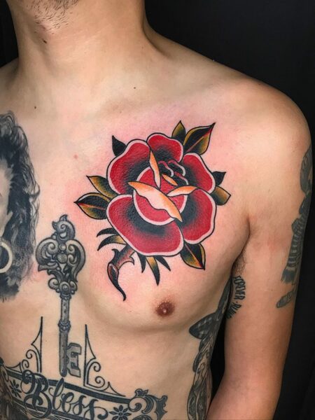 Rose Chest Tattoos