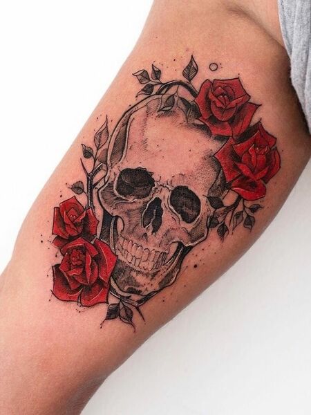 Rose Skull Tattoo