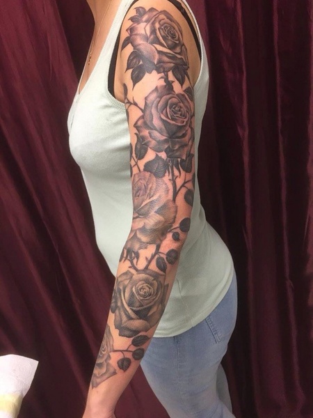 Rose Sleeve Tattoos