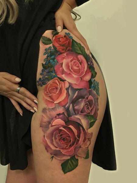 Rose Thigh Tattoo