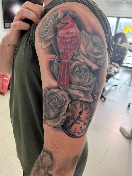 Rose and Clock Tattoo