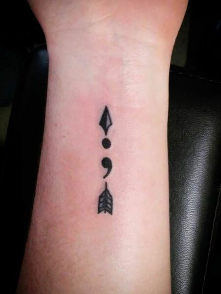 Semicolon Arrow Tattoo