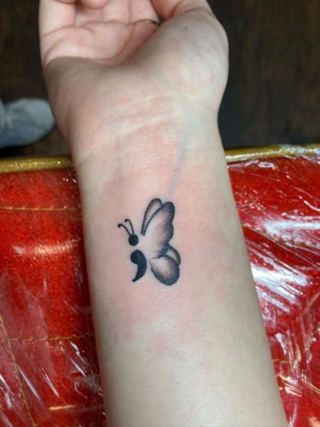 Semicolon Butterfly Tattoo