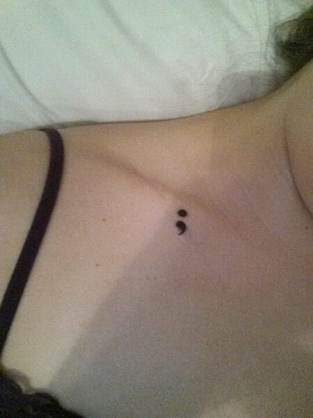 Semicolon Chest Tattoo