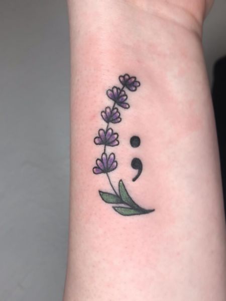 Semicolon Flower Tattoo