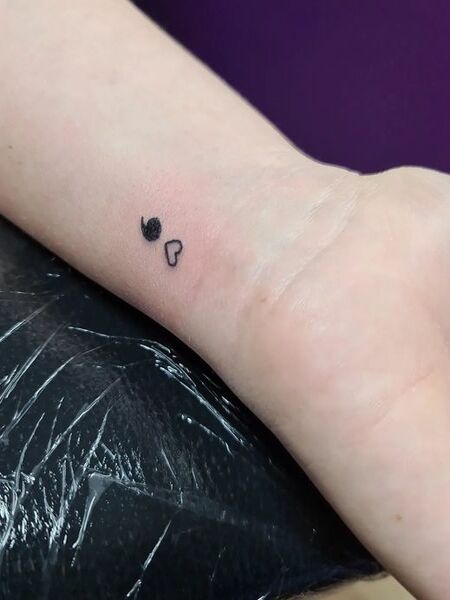 Semicolon Heart Tattoo