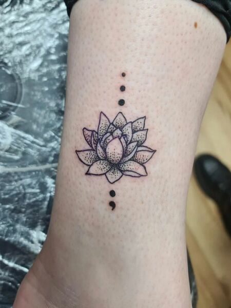 Semicolon Lotus Tattoo