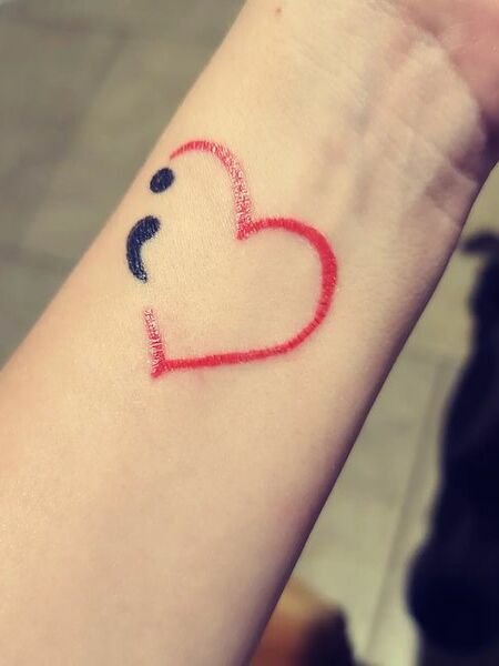 Semicolon Love Tattoo
