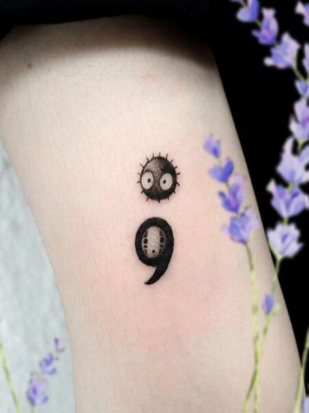 Semicolon Soot Sprite Tattoo