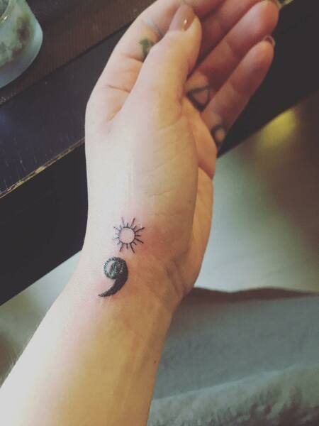 Semicolon Sun Tattoo