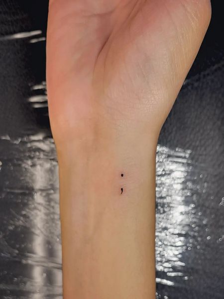 Semicolon wrist tattoo 1