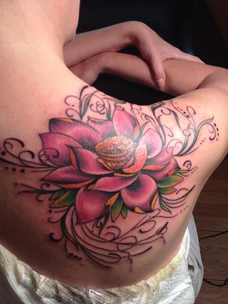 Shoulder Lotus Flower Tattoo