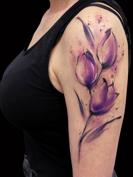 Shoulder Tulip Tattoo