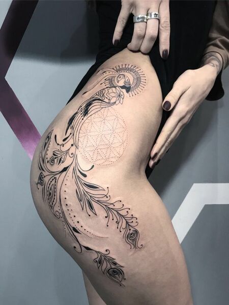 Side Thigh Tattoo