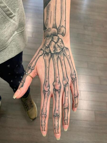 Skeleton Bone Tattoo On Hand
