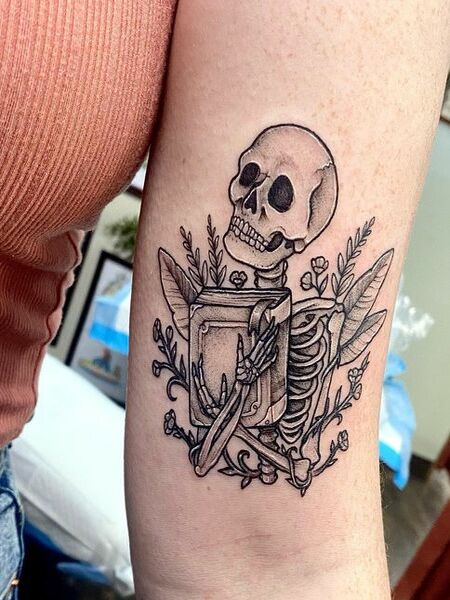 Skeleton Book Tattoo