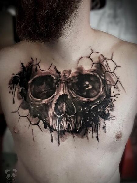 Skull Chest Tattoo 1