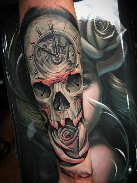 Skull Clock Tattoo