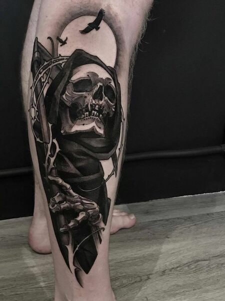 Skull Leg Tattoo